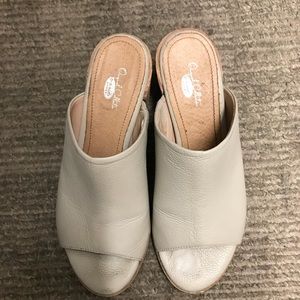 Light Gray Leather Mules